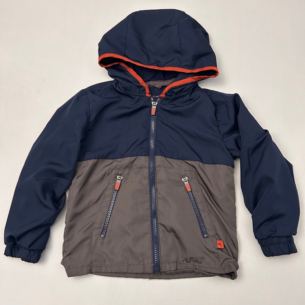 Tommy Bahama Active Boys XS 4 Navy Grey Lightweight‎ Hooded Full Zip Jacket